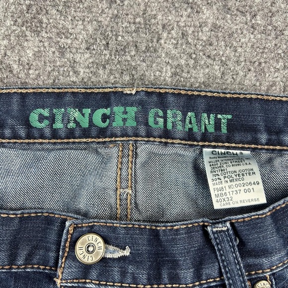 Cinch Grant Jeans Mens 40x32 Blue Denim Relaxed Fit Stretch Western Bootcut - Picture 4 of 9